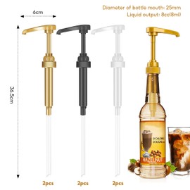 6PCS Coffee Syrup Pump, Universal Fit Syrup Pump, Syrup Bottle Pump, Liquid Dispenser Pump for Coffee Flavoring Bottles