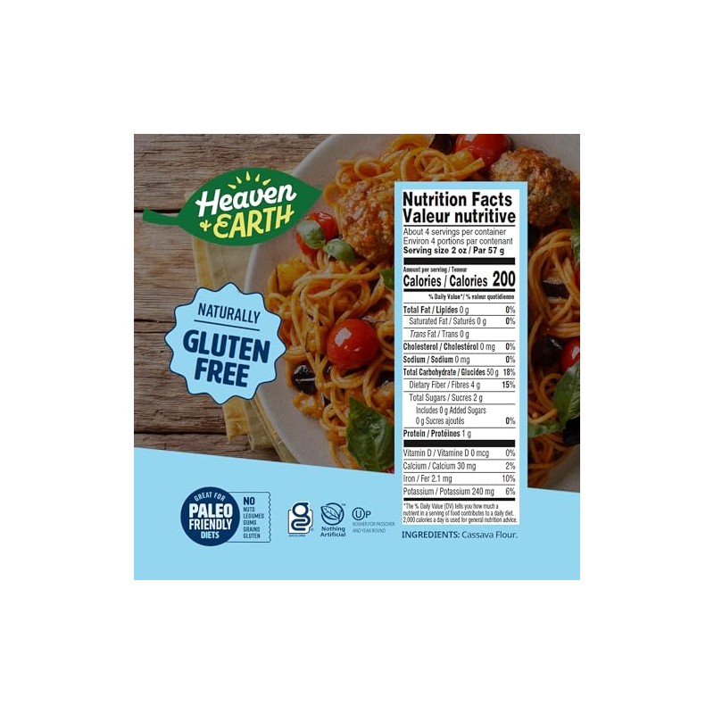 Heaven & Earth Grain Free Pasta, Cassava Spaghetti Pasta, 8oz