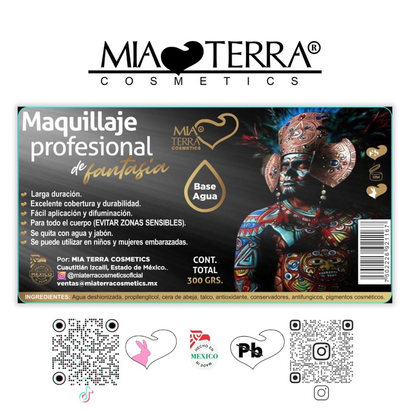 Paleta Profesional Base Agua para Body paint - MIA TERRA
