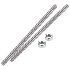 HiPicco 3/8"-16 Fully All Threaded Rod & Studs, 120mm/5 Length, 304 Stainless Steel Right Hand Thread Screw for Furniture Anchor Bolts, Clamps, Hangers and U-Bolts 2 Pack 【with Nuts】