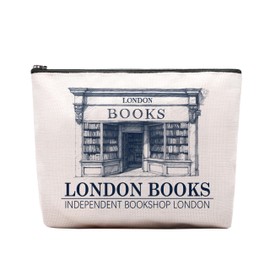 RTTLALUO London Books Makeup Bag Pouch, Vintage London Bookstore Gifts For Women Men, Travel Toiletry Bag With Zipper, Birthday Graduation Christmas Gifts For Women Mom Sister Best Friend Bestie Her
