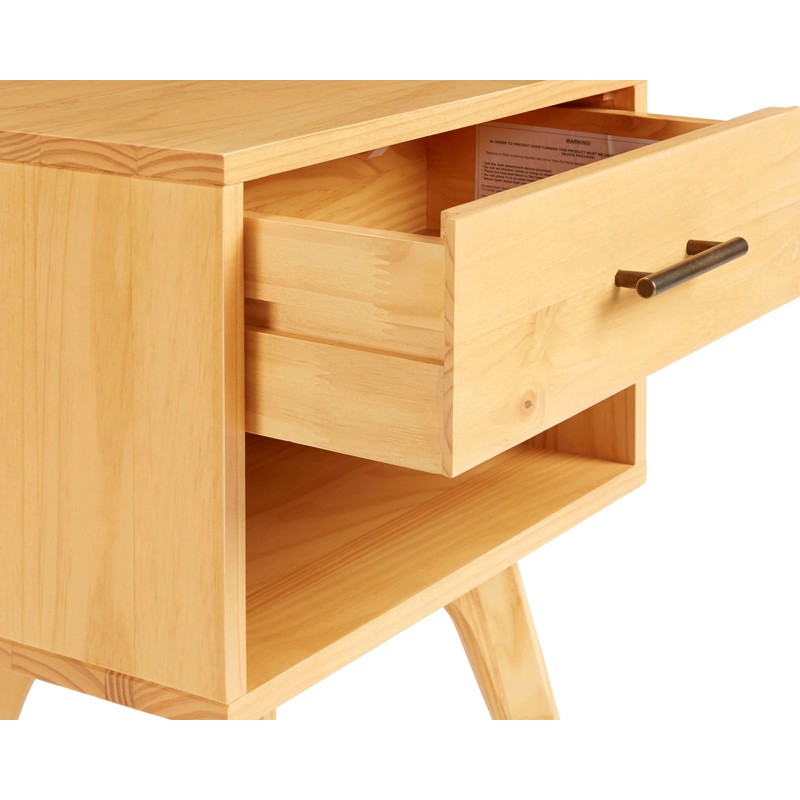 Camaflexi Mid Century Modern One Drawer Nightstand, Oak