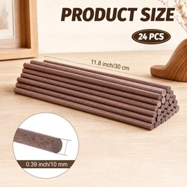 24 Pcs Wooden Dowels for Crafts, 10 mm Walnut Wooden Dowel Rods Natural, Smooth Surface Round Unfinished Wood Rod for Building Models Woodworking DIY Projects