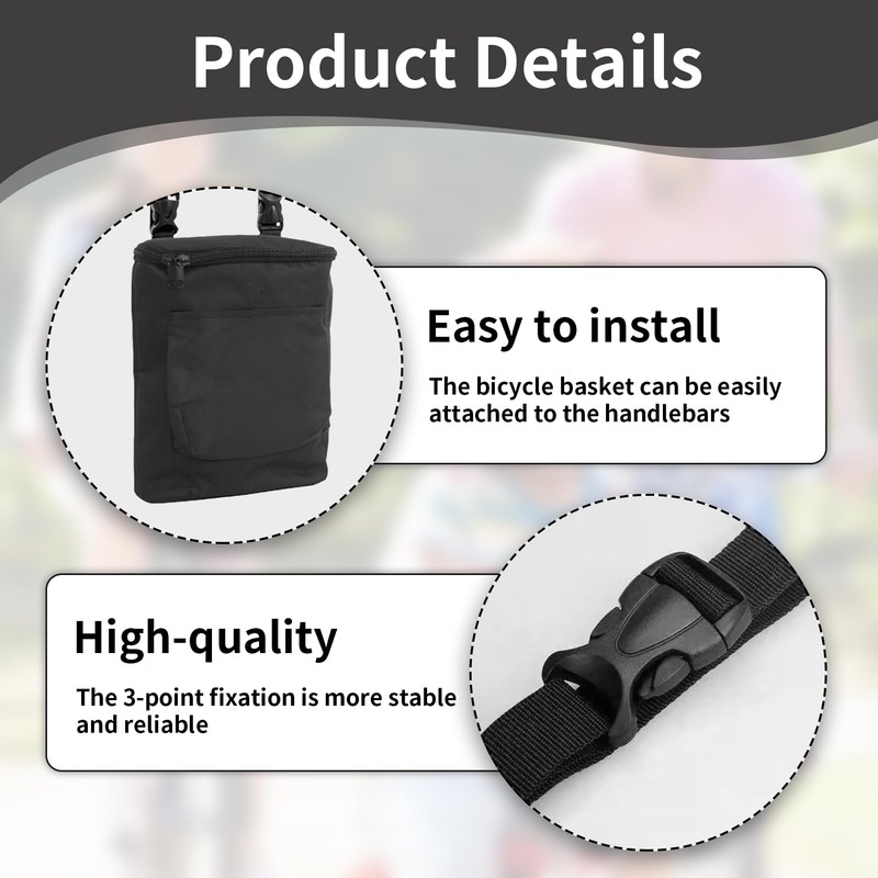 Waterproof Bicycle Bag Handlebar Black, Foldable Handlebar Bag for E-Bikes,