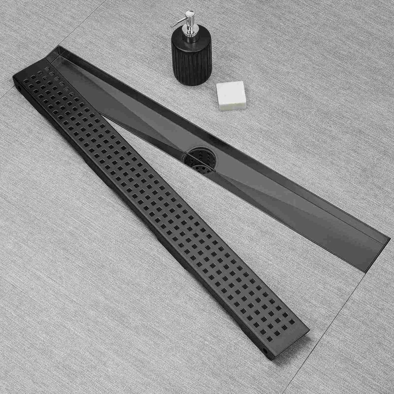 SaniteModar Linear Shower Drain 24 inch Matte Black with Square