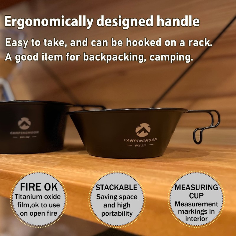 CAMPINGMOON 2pcs Set Stainless Steel Camping Sierra Cup 10oz, 310ml