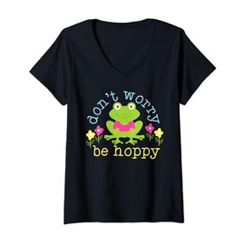 Womens Cute Frog Design for Women and Girls V-Neck T-Shirt