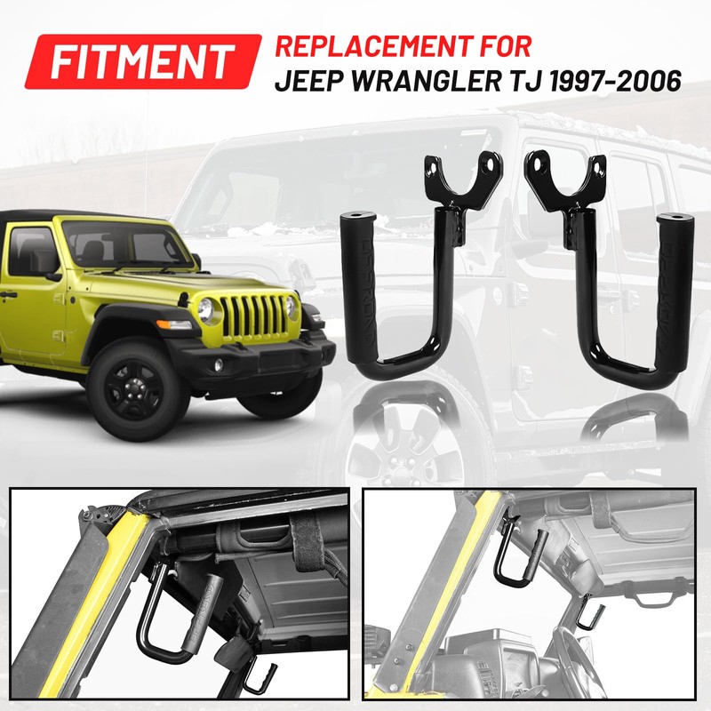 BOMLING Grab Handles, 2 pcs Front Grab Bars for Jeep