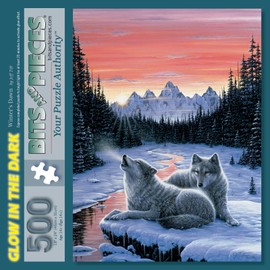 Bits and Pieces - 500 Piece Glow in The Dark Jigsaw Puzzle for Adults - Winter's Dawn Glow - 500 pc Jigsaws by Artist Jeff Tift