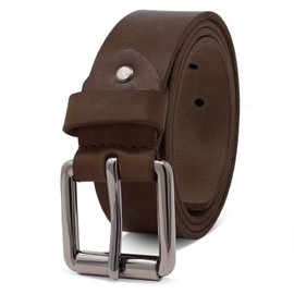 Royalz Men’s Full Grain Leather Belt with Thorn Buckle, Vintage Style, Robust 4 mm Buffalo Leather, 38 mm - dark brown, size: 90
