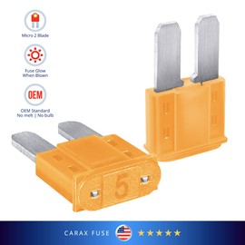 CARAX Glow Fuse – Micro 2 Blade – Kit Assortment – Glow When Blown LED Automotive Fuse – Smart Glow Fuse Easy Identification (5A - 1pcs - Micro 2 Blade Glow Fuse)