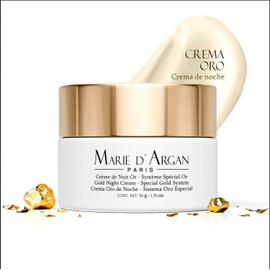 Crema Facial Oro De Noche | Skin Care Con Oro 24K Péptidos Hidratante Para Piel Grasa Seca Normal Rejuvenecedora Textura Ligera | Marie d’Argan