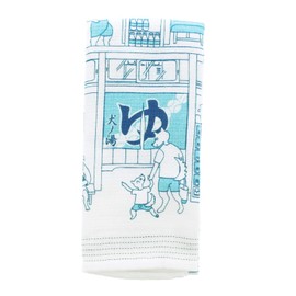 Kontex Cloth Goyomi Dog Bath Face Towel, Blue, Approx. 13.0 x 39.4 inches (33 x 100 cm)