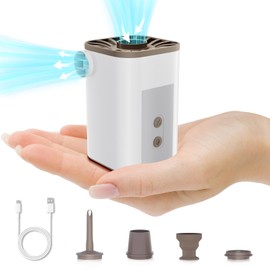 Vlinlvo Mini Portable Air Pump 4.8KPa USB Rechargeable Tiny Inflation Pump with 3600mAh Battery and Camping Light Inflate Deflate Air Pump for Pool Float,Air Mattress,Swimming Ring,Kayak,Vacuum Bag