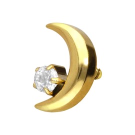PIERCINGLINE Titanium Screw Attachment with External Thread 0.9 mm Moon + Crystal Piercing Attachment Replacement Choice of Colours, Titanium