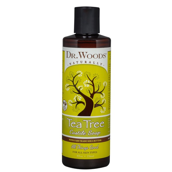 Dr. Woods Pure Tea Tree Liquid Castile Soap with Organic Shea Butter, 8 Ounce