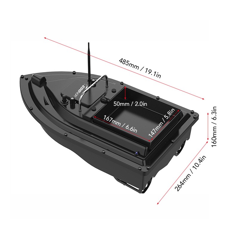Wireless Remote Control Fishing Bait Boat 430-540 yards Remote Range