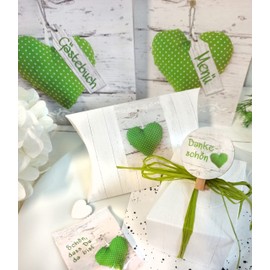 Logbuch-Verlag 24 Thank You Stickers Round White Green Light Green Label Gift Stickers Packaging Heart Polka Dot