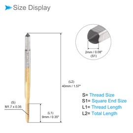 CoCud Thread Tap, M1.7 x 0.35 Thread Size, 3 Straight Flutes High Speed Steel Tapping Repair Tool - (Applications for Stainless Steel, Copper, Aluminum Tapping)