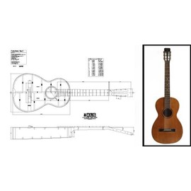 Plan of a vintage Martin-style Parlor (Parlour) Acoustic Guitar - Full Scale Print