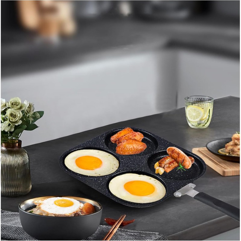 4-Cup Non-Stick Aluminum Egg Pan – BPA-Free Coating for Healthy