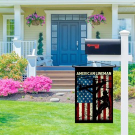 SODAVA - Lineman Garden Flag Electric Cable Lineman Garden Flags Lineman American Flag Lineman Flags Outdoor Decorations Yard Farmhouse Garden Flags 12x18 Double Sided