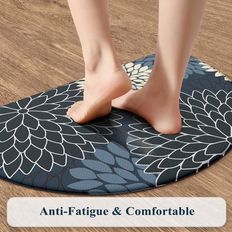 KIMODE Half Circle Kitchen Mats for Floor Cushioned Anti Fatigue,Semi