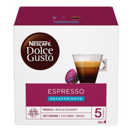 Nescafé Dolce Gusto Espresso Decaffeinato, Entkoffeiniert, Kaffee, Kaffeekapsel, 16 Kapseln