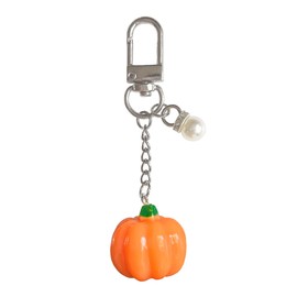 Fruit Keychain with Imitation Pearl, Cute Bag Charm Key chain for Women Girls, Strawberry Pendant Purse Charm Accessories (Pumpkin)
