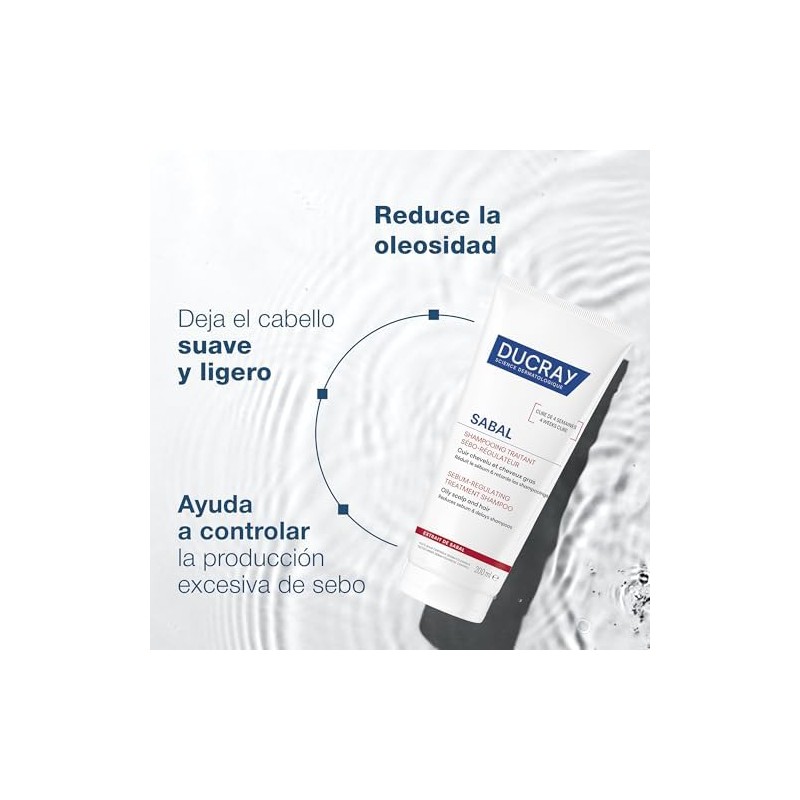 DUCRAY, Sabal Shampoo Tratante Seborregulador, Controla la Producción de Sebo,