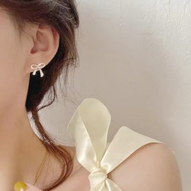 Bow Earrings for Women Silver Earrings for Women Gold Statement Earrings Wedding Earrings for Brides Rhinestone Long Earrings Jewelry Gifts