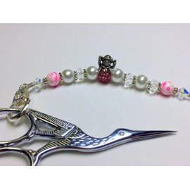 Beaded Scissor Fob for Quilting, Lanyard with Tip Cover for Embroidery Shears, Quilters Accessory