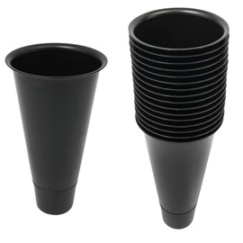 DYNAMI 16 Pcs Black Plastic Flower Buckets,Coniform Flower Display Buckets Tall Vase Bucket for Flower Display Stand,15.35in H*8.66in W (16Pcs Black Buckets)