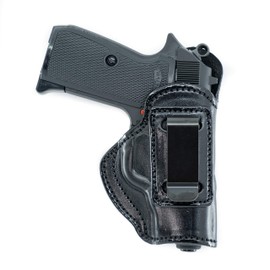 Maxx Carry Inside The Waistband Leather Holster for Walther PK380. IWB Holster with Clip Conceal Carry. Black Right Hand.