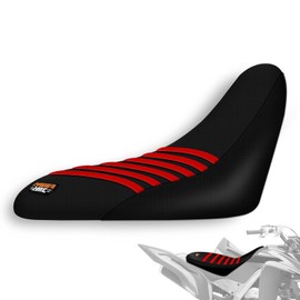 Funda de asiento para ATV, compatible con Raptor 700 700R, protector de asiento de goma antideslizante e impermeable (negro-rojo)