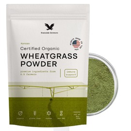 Stateside Growers Organic Wheatgrass Powder - 100% Whole-Leaf Powder for Energy, Detox & Immunity Support - Rich in Immune Vitamins, Fibers, and Minerals - Vegan-Friendly, Raw & Gluten-Free (8 Ounce)