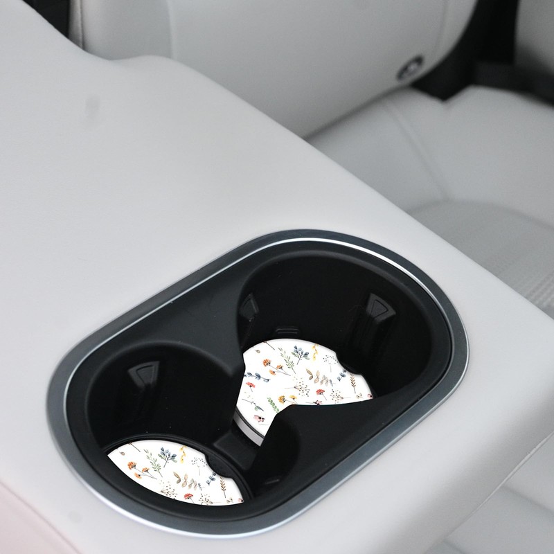 Car Coasters Pack of 2,Cute Small Flower Ceramic Cup Holders