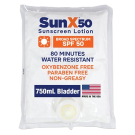 Sun X 50 SPF Oil Free Sunscreen Lotion (750 mL Replacement Bladder ONLY) - 750mL Refill Bag of Broad Spectrum (UVA/UVB) Oil Free Sunscreen Lotion