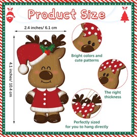 Wooden Pendants Christmas Elk, Pack of 24 Christmas Pendants Deer Christmas Tree Decorations Wood Antique Style Christmas Decoration Pendant for Christmas Trees Festive Interior Decoration