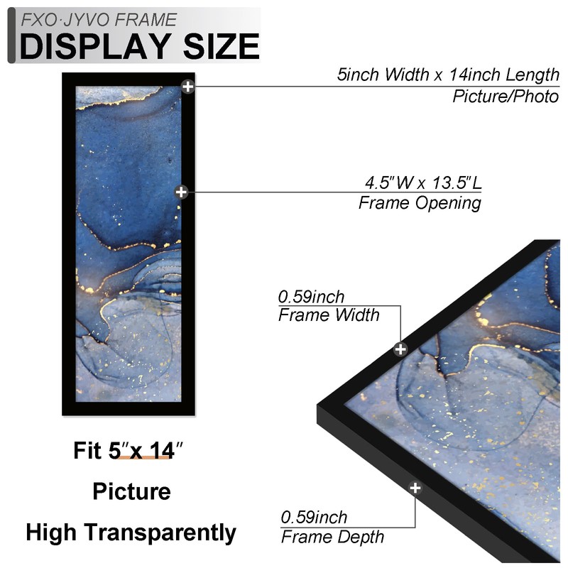 Fxojyvo 5x14 Picture Frame, Black Frame for 5 x 14