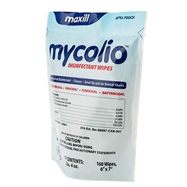 Mycolio Hospital Grade Disinfectant Wipes - 160 Wipes - 6" x 7"