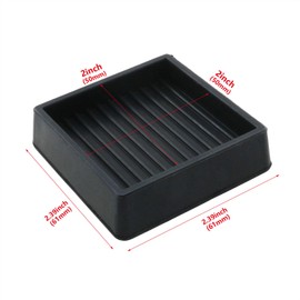 HJGarden 4pcs Black 2 Inch Square Caster Cups Rubber Sofa Feet Furniture Table & Chair Anti-Slip Mats