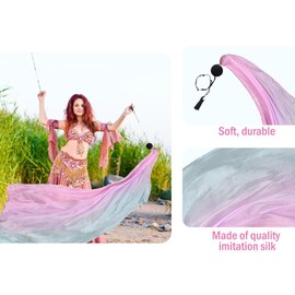 Hitopin 1 Pair Balls for Belly Dance, Scarf Throwing Ball, Poi Streamer Throwing Ball, Belly Dance Poi Streamers Silk Veil, Poi Streamer Throwing Ball for Belly Dance Performance, for Parties, Dances,