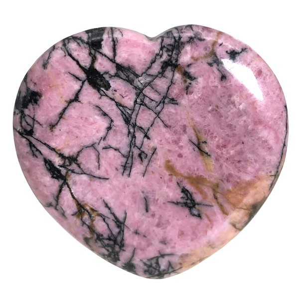 Fekuar Natural Rhodonite Crystal Thumb Worry Stone, Hand Carved Healing