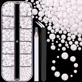 Resin Rhinestones for Crafting, 1 Box White Flatback Crystals for Bedazzling Crafts DIY Nail Art Decoration, Non Hotfix Bulk Gems for Tumbler Shoes Clothing Fabric Face Makeup