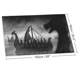 Decorative House Flag Yard Banner Viking Dragon Boats Print Holiday Welcome Garden Flags Lawn Hanging Decoration 24x3ft