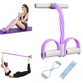 3Pcs Exercise Equipment for Home Use, 6-Tube Elastic Resistance Band with Pedal Puller, Sit Up Exercise Equipment, Abdominal Trainer with Resistance Bands, for Abdomen/Arm/Leg Stretching Training