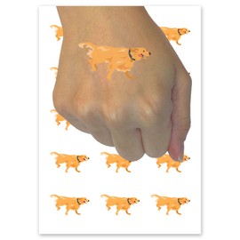 Golden Retriever Happy Dog Running Temporary Tattoo Water Resistant Fake Body Art Set Collection - 15 2" Tattoos (1 Sheet)