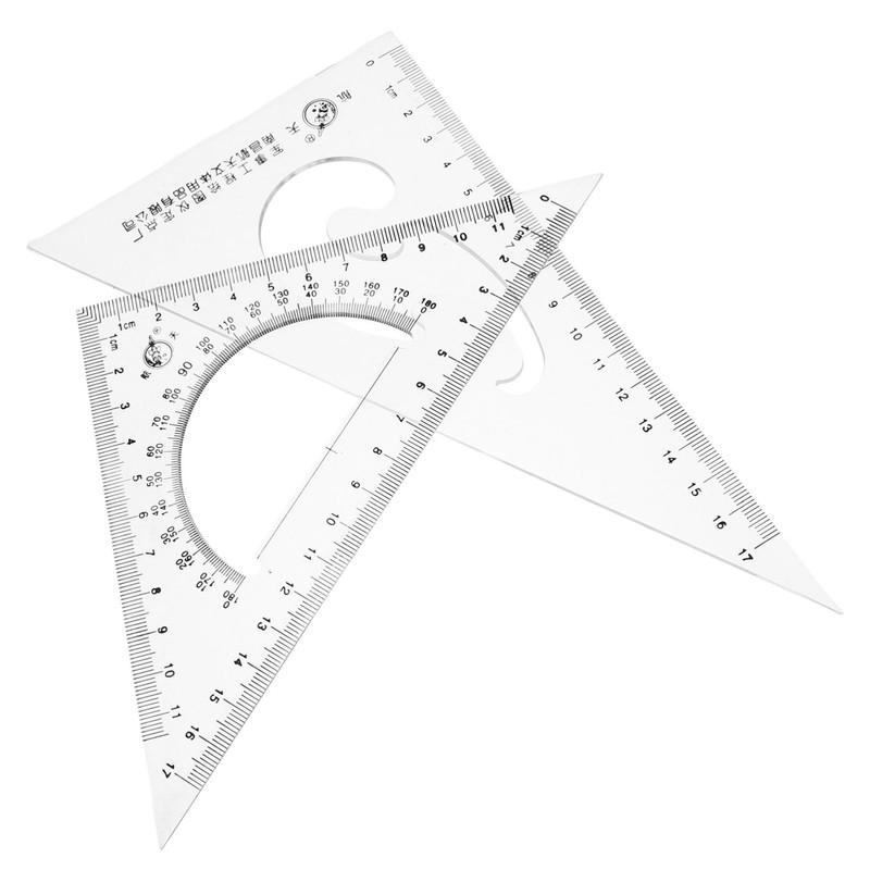 Operitacx 5sets Transparent Triangle Ruler Set for Students Multifunctional Measuring