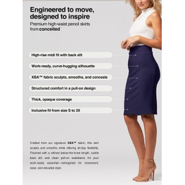 Conceited Skirts for Women - Pencil Skirt - Wear to Work - Midi Length in Regular and Plus Size - Many Colors - Classic Navy Blue - Medium